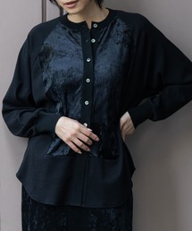 Munich（ミューニック）の「ウールミックスジャージ×メッシュベロアドッキングシャツ（シャツ/ブラウス・レディース）」