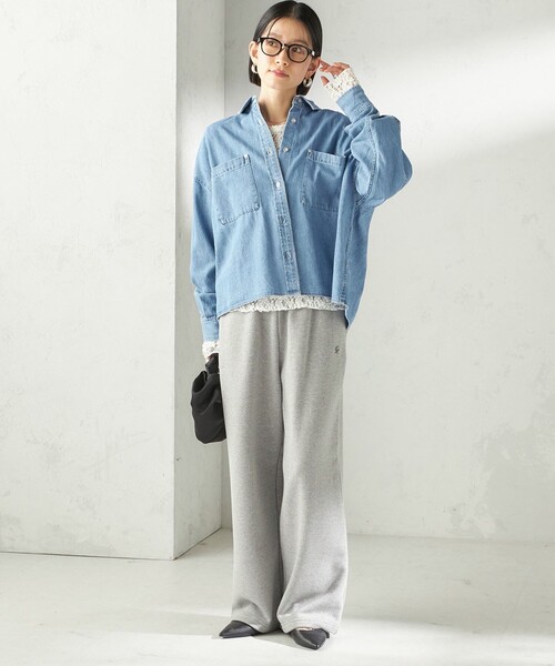 洗濯機可能〉ライトオンス デニム ショート シャツ（シャツ/ブラウス