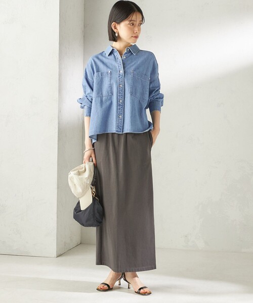 SHIPS（シップス）の「〈洗濯機可能〉ライトオンス デニム ショート シャツ（シャツ/ブラウス・レディース・ライトブルー/ブルー/ブルー系・ONE SIZE）」の13枚目の写真