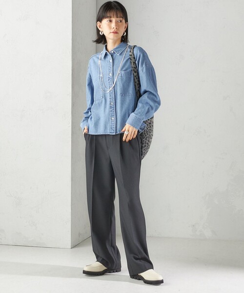 洗濯機可能〉ライトオンス デニム ショート シャツ（シャツ/ブラウス