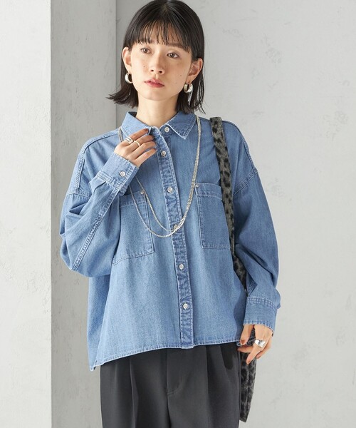 洗濯機可能〉ライトオンス デニム ショート シャツ（シャツ/ブラウス