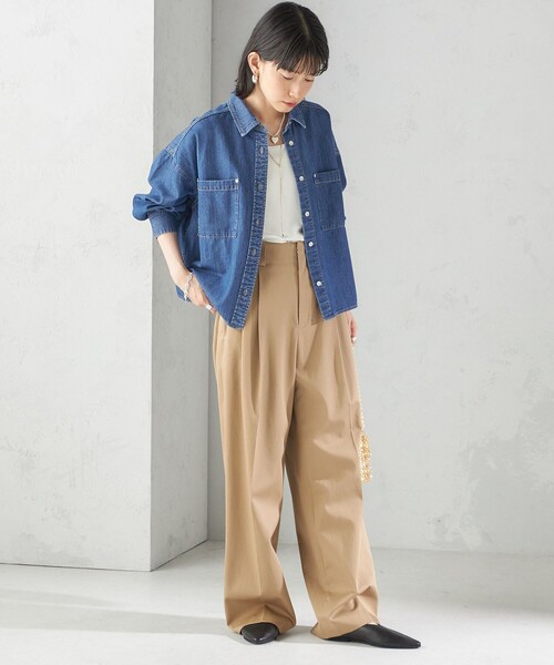 洗濯機可能〉ライトオンス デニム ショート シャツ（シャツ/ブラウス