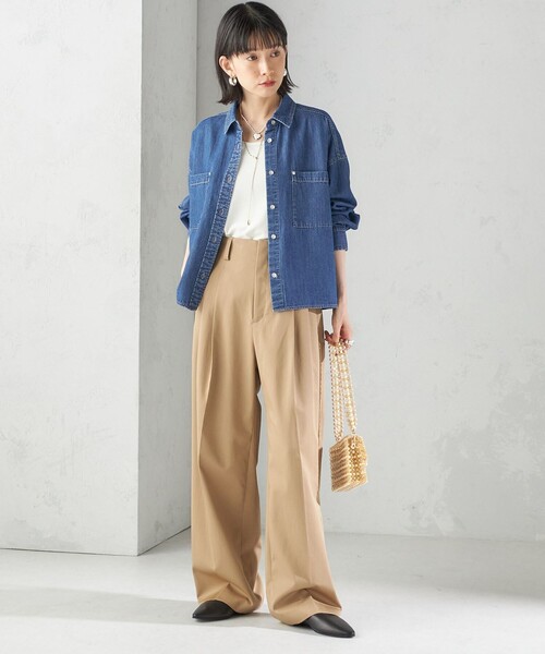 洗濯機可能〉ライトオンス デニム ショート シャツ（シャツ/ブラウス