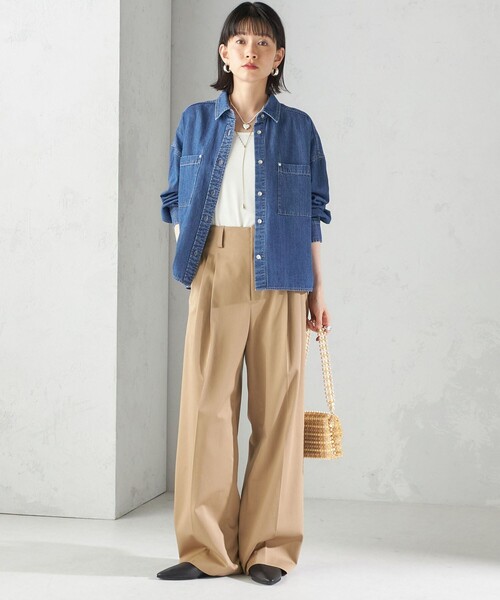 洗濯機可能〉ライトオンス デニム ショート シャツ（シャツ/ブラウス