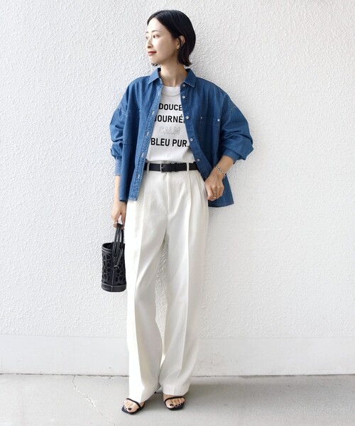 洗濯機可能〉ライトオンス デニム ショート シャツ（シャツ/ブラウス