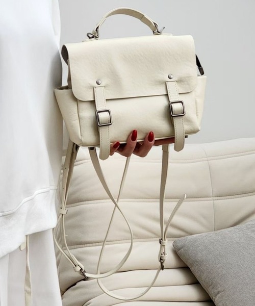 Tomieco(トミエコ)の「LEATHER 羊革スクエアバッグパック 2wayトートバッグ(ショルダーバッグ・レディース・ブラック/ブラウン/オフホワイト/ダークブラウン・FREE)」の9枚目の写真
