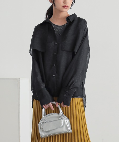 n'OrLABEL（ノアールレーベル）の「『シャンブレーシアーシャツ』（シャツ/ブラウス・レディース・ライトグレー/ブラック/ブラウン/グリーン・FREE）」の20枚目の写真