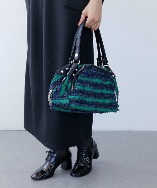 Cepica（セピカ）の「ボーダーデニムミニボストン（ボストンバッグ・レディース・ホワイト/グリーン・FREE）」の2枚目の写真