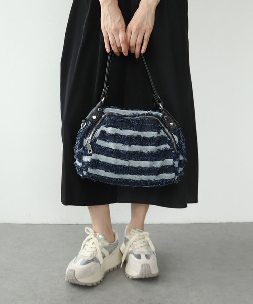 Cepica（セピカ）の「ボーダーデニムミニボストン（ボストンバッグ・レディース・ホワイト/グリーン・FREE）」の4枚目の写真