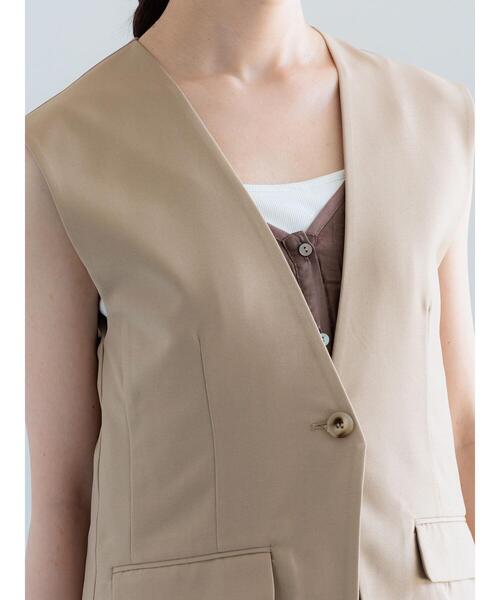 Te chichi（テチチ）の「麻調Yカラージレ（ベスト・レディース・ベージュ/チャコールグレー・F）」の11枚目の写真