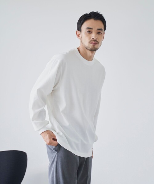 coen（コーエン）の「クリーンプラスロングスリーブTシャツ【抗菌防臭、防汚（食品汚れ）、UVカット】（Tシャツ/カットソー・メンズ・オレンジ系その他/ブラック/ライトグレー/ホワイト・S/M/L/XL）」の9枚目の写真