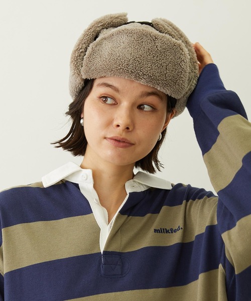 MILKFED.(ミルクフェド)の「BOA FLIGHT CAP(ハット・レディース・グレー/オフホワイト/ブラウン・ONE SIZE)」の3枚目の写真