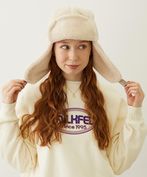 MILKFED.(ミルクフェド)の「BOA FLIGHT CAP(ハット・レディース・グレー/オフホワイト/ブラウン・ONE SIZE)」の2枚目の写真