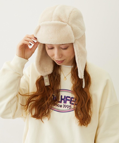 MILKFED.(ミルクフェド)の「BOA FLIGHT CAP(ハット・レディース・グレー/オフホワイト/ブラウン・ONE SIZE)」の5枚目の写真