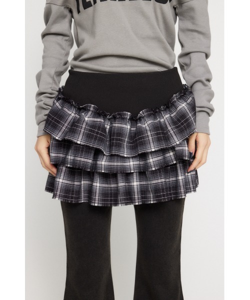 LAGUA GEM（ラグアジェム）の「CHECK FRILL スカート（スカート・レディース・ブラック/ベージュ・SMALL/MEDIUM）」の2枚目の写真