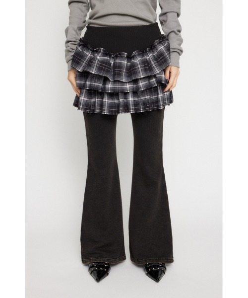 LAGUA GEM（ラグアジェム）の「CHECK FRILL スカート（スカート・レディース・ブラック/ベージュ・SMALL/MEDIUM）」の6枚目の写真