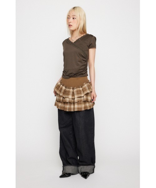 LAGUA GEM（ラグアジェム）の「CHECK FRILL スカート（スカート・レディース・ブラック/ベージュ・SMALL/MEDIUM）」の8枚目の写真