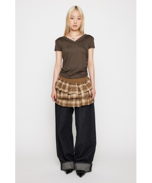 LAGUA GEM（ラグアジェム）の「CHECK FRILL スカート（スカート・レディース・ブラック/ベージュ・SMALL/MEDIUM）」の10枚目の写真