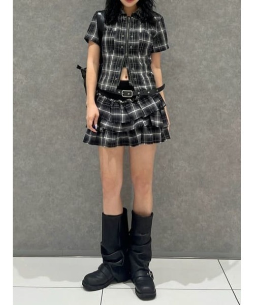 LAGUA GEM（ラグアジェム）の「CHECK FRILL スカート（スカート・レディース・ブラック/ベージュ・SMALL/MEDIUM）」の13枚目の写真
