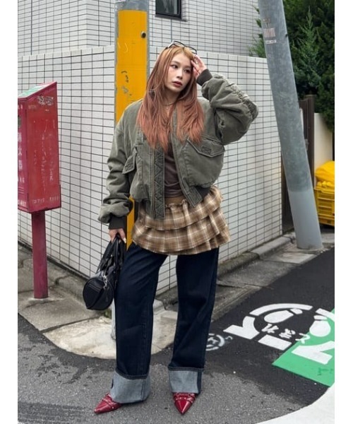 LAGUA GEM（ラグアジェム）の「CHECK FRILL スカート（スカート・レディース・ブラック/ベージュ・SMALL/MEDIUM）」の14枚目の写真