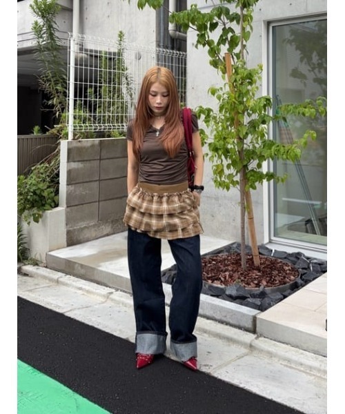 LAGUA GEM（ラグアジェム）の「CHECK FRILL スカート（スカート・レディース・ブラック/ベージュ・SMALL/MEDIUM）」の20枚目の写真