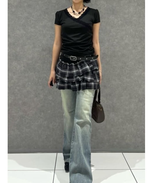 LAGUA GEM（ラグアジェム）の「CHECK FRILL スカート（スカート・レディース・ブラック/ベージュ・SMALL/MEDIUM）」の21枚目の写真