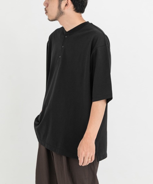 EKAL（エカル）の「『UR TECH』ワイドヘンリーネックTシャツ（Tシャツ/カットソー・メンズ・ネイビー/グレー/ブラック・MEDIUM/LARGE/X-LARGE/SMALL）」の9枚目の写真