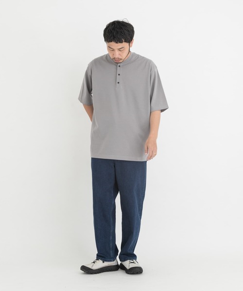 EKAL（エカル）の「『UR TECH』ワイドヘンリーネックTシャツ（Tシャツ/カットソー・メンズ・ネイビー/グレー/ブラック・MEDIUM/LARGE/X-LARGE/SMALL）」の16枚目の写真