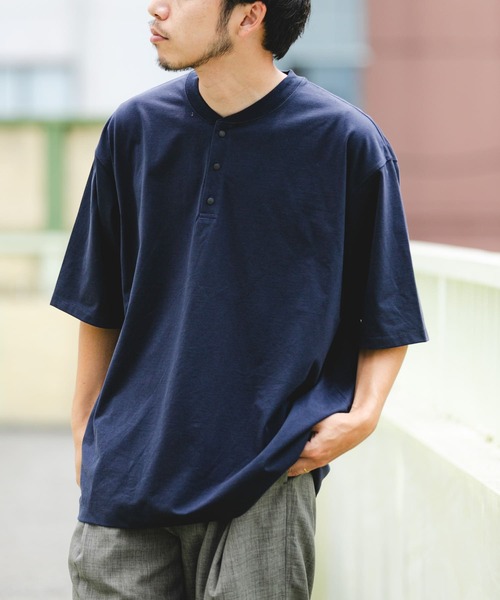 EKAL（エカル）の「『UR TECH』ワイドヘンリーネックTシャツ（Tシャツ/カットソー・メンズ・ネイビー/グレー/ブラック・MEDIUM/LARGE/X-LARGE/SMALL）」の20枚目の写真