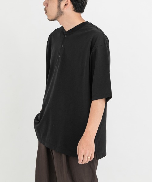 EKAL（エカル）の「『UR TECH』ワイドヘンリーネックTシャツ（Tシャツ/カットソー・メンズ・ネイビー/グレー/ブラック・MEDIUM/LARGE/X-LARGE/SMALL）」の4枚目の写真