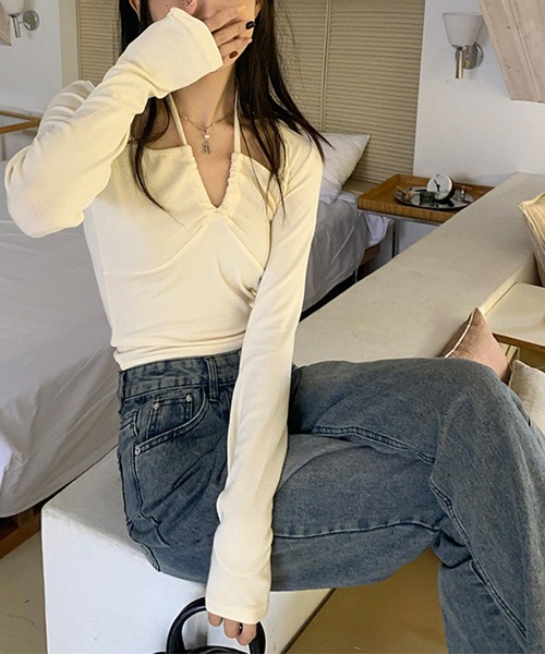 NANEA(ナネア)の「2WAYフロントギャザーロングTシャツ(Tシャツ/カットソー・レディース・ブラック/ピンク/アイボリー・MEDIUM/LARGE/X-LARGE)」の9枚目の写真