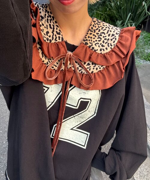 CIAOPANIC(チャオパニック)の「レオパードフリルつけ襟(その他小物・レディース・カーキ/グレー/ブラウン・ONE SIZE)」の1枚目の写真