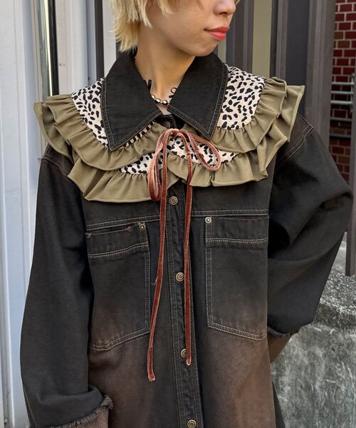 CIAOPANIC(チャオパニック)の「レオパードフリルつけ襟(その他小物・レディース・カーキ/グレー/ブラウン・ONE SIZE)」の3枚目の写真