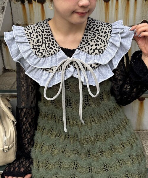 CIAOPANIC(チャオパニック)の「レオパードフリルつけ襟(その他小物・レディース・カーキ/グレー/ブラウン・ONE SIZE)」の4枚目の写真