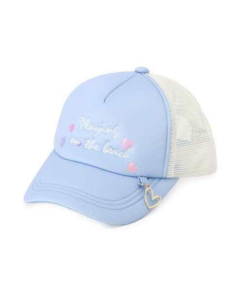 SHOO・LA・RUE（シューラルー）の「ハートチャームメッシュキャップ（キャップ・キッズ・サックスブルー/パープル系1・99）」の4枚目の写真