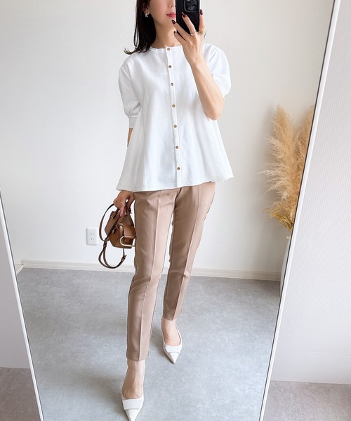 &. NOSTALGIA（アンドドットノスタルジア）の「【ZOZO限定】ハーフスリーブフレアカーディガン（カーディガン/ボレロ・レディース・ピンク/ブラック/ホワイト・M）」の4枚目の写真