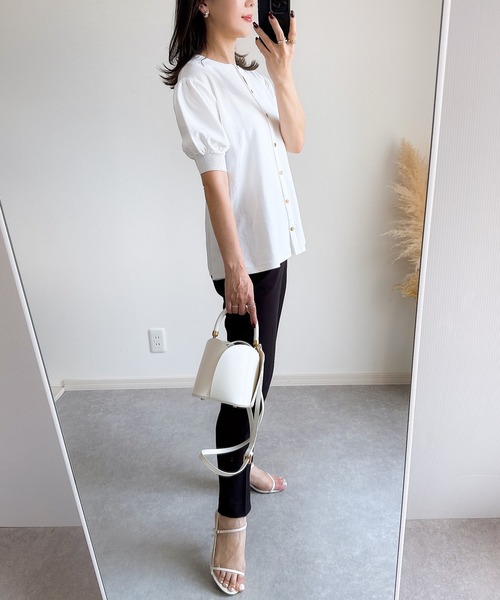 &. NOSTALGIA（アンドドットノスタルジア）の「【ZOZO限定】ハーフスリーブフレアカーディガン（カーディガン/ボレロ・レディース・ピンク/ブラック/ホワイト・M）」の15枚目の写真