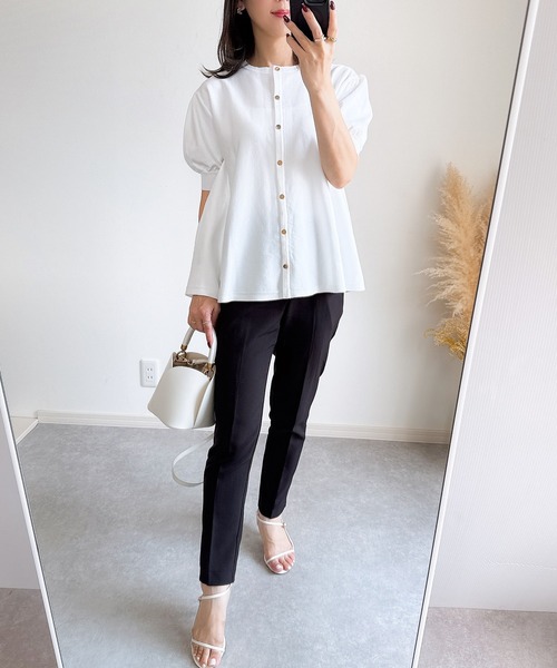 &. NOSTALGIA（アンドドットノスタルジア）の「【ZOZO限定】ハーフスリーブフレアカーディガン（カーディガン/ボレロ・レディース・ピンク/ブラック/ホワイト・M）」の16枚目の写真