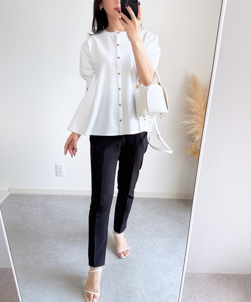 &. NOSTALGIA（アンドドットノスタルジア）の「【ZOZO限定】ハーフスリーブフレアカーディガン（カーディガン/ボレロ・レディース・ピンク/ブラック/ホワイト・M）」の17枚目の写真