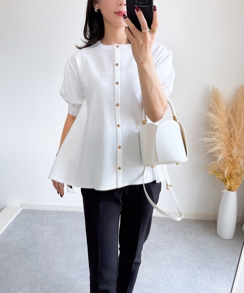 &. NOSTALGIA（アンドドットノスタルジア）の「【ZOZO限定】ハーフスリーブフレアカーディガン（カーディガン/ボレロ・レディース・ピンク/ブラック/ホワイト・M）」の11枚目の写真