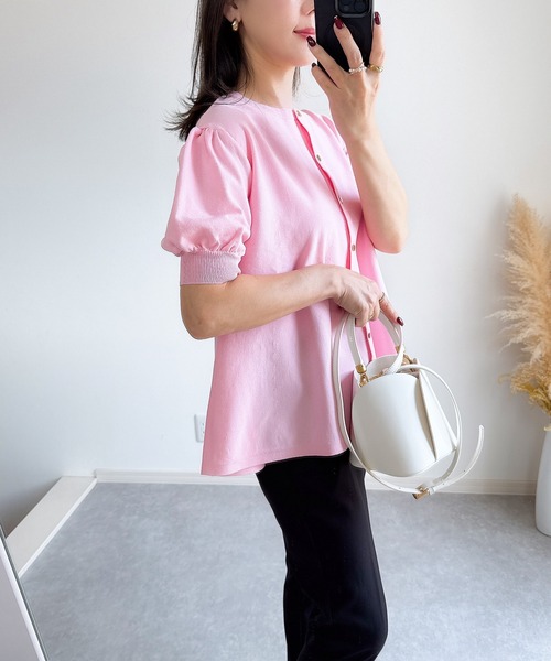 &. NOSTALGIA（アンドドットノスタルジア）の「【ZOZO限定】ハーフスリーブフレアカーディガン（カーディガン/ボレロ・レディース・ピンク/ブラック/ホワイト・M）」の21枚目の写真