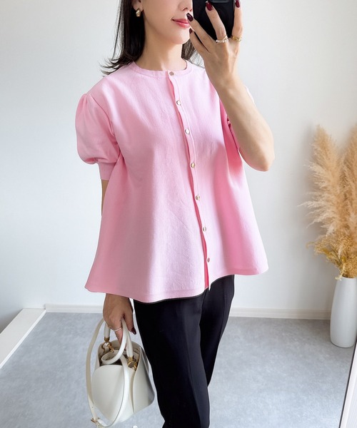 &. NOSTALGIA（アンドドットノスタルジア）の「【ZOZO限定】ハーフスリーブフレアカーディガン（カーディガン/ボレロ・レディース・ピンク/ブラック/ホワイト・M）」の19枚目の写真