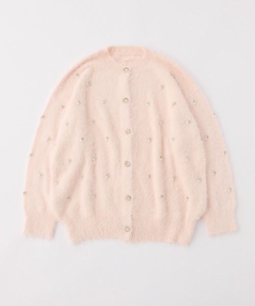 one after another NICE CLAUP（ワンアフターアナザーナイスクラップ）の「【新色追加】ビジューフェザーロングカーディガン（カーディガン/ボレロ・レディース・アイボリー/ブラック/サックスブルー/ピンク/チャコールグレー・FREE）」の17枚目の写真