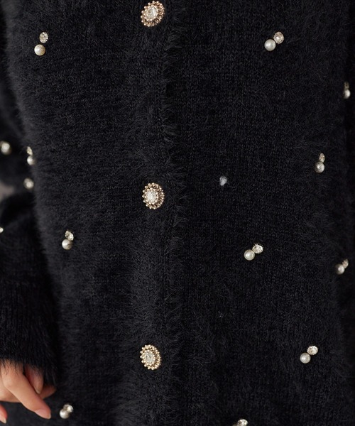 premium order】ビジューフェザーロングカーディガン