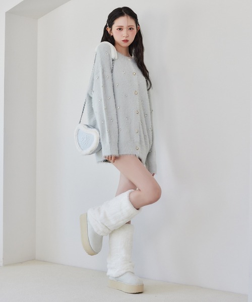 新色追加】ビジューフェザーロングカーディガン（カーディガン/ボレロ