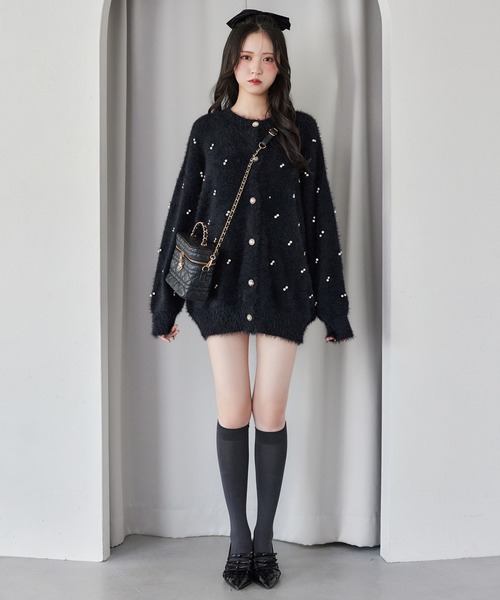 premium order】ビジューフェザーロングカーディガン