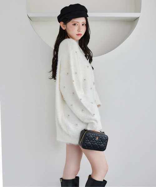 premium order】ビジューフェザーロングカーディガン