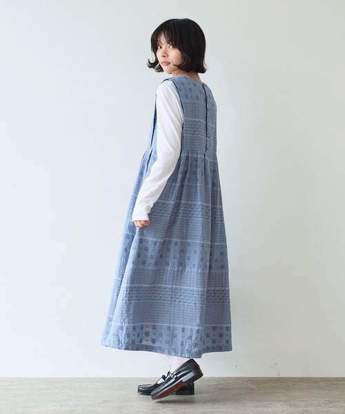 bulle de savon(ビュルデサボン)の「noble flower ジャカード ジャンパースカート(ジャンパースカート・レディース・ブルーグレー/アイボリー・FREE)」の5枚目の写真