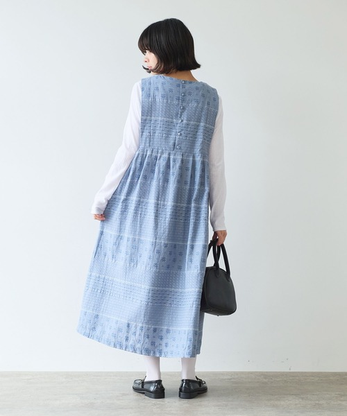 bulle de savon(ビュルデサボン)の「noble flower ジャカード ジャンパースカート(ジャンパースカート・レディース・ブルーグレー/アイボリー・FREE)」の6枚目の写真