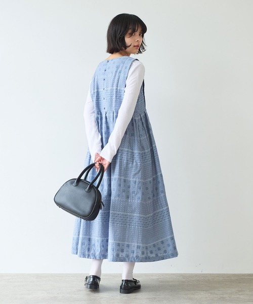 bulle de savon(ビュルデサボン)の「noble flower ジャカード ジャンパースカート(ジャンパースカート・レディース・ブルーグレー/アイボリー・FREE)」の7枚目の写真